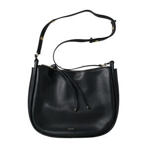 Aallyn Marley Women's Black Leather Shoulder Adjustable Strap Hobo Handbag OS